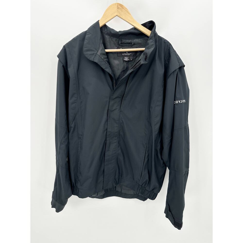 DryJoys by FootJoy FJ Golf Rain‎ Jacket Mens Large Black Full Zip Windbreaker